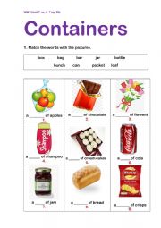 English Worksheet: Wider World 2 Unit 7 Containers