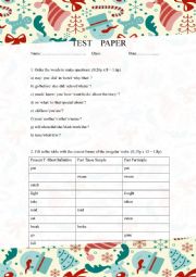 English Worksheet: Test Paper