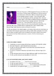 English Worksheet: FILM REVIEW: Bohemian Rhapsody - A Star is Born