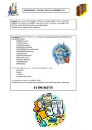 English Worksheet: Organizing a three-day stay in a European city part1