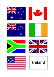 English Speaking Countries Memory Game