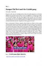 English Worksheet: The Gulabi gang  fights patriarchy in India