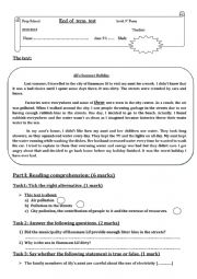 English Worksheet: 9th form end of second term test 