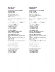 English Worksheet: Never be alone (Song about promises)