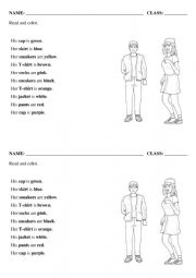 English Worksheet: CLOTHES AND COLORS