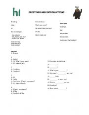 English Worksheet: Greetings