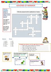 English Worksheet: Adverbs of manner crossword