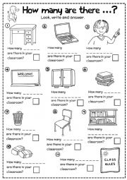 English Worksheet: How many are there ...?