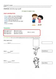 English Worksheet: INTRODUCING MYSELF