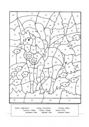 English Worksheet: Colour by numbers - Numbers 11-19