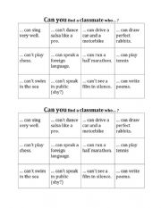English Worksheet: Can you find a classmate who...?
