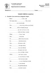 English Worksheet: complete past simple