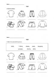 English Worksheet: Tiger 2 - clothes test