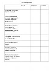 English Worksheet: Editors Checklist