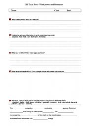 English Worksheet: Wind power and biomasses test