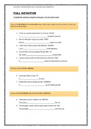 English Worksheet: GERUNDS AND INFINITIVES: SENTENCE TRANSFORMATIONS