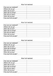 English Worksheet: About last weekend