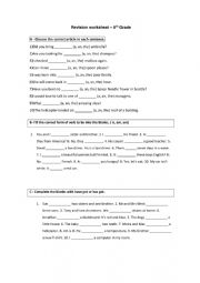 English Worksheet: Revision worksheet 6th grade