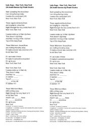 English Worksheet: Lady Gaga - New York, NY - As made famous by Sinatra