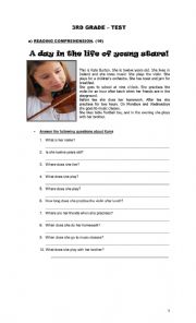 English Worksheet: test 3RD gRADE