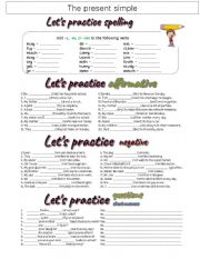The present simple, all in 1 worksheet