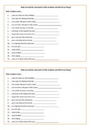 English Worksheet: Find someone who...