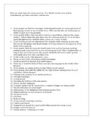 English Worksheet: topics about (for and aganist essay) or dicursive essay