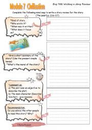 English Worksheet: mind map for story review