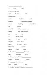 English Worksheet: Quiz/Test