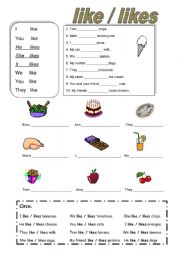 English Worksheet: Like  or likeS