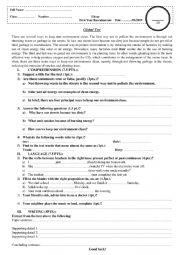 English Worksheet: Global test reading comprehension, language and writing