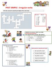 English Worksheet: Past Simple Irregular verbs Crossword