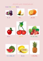 English Worksheet: FRUITS AND VEGETABLES