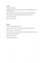 English Worksheet: Conversation questions about the future