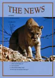English Worksheet: Mount lion attacks hiker 