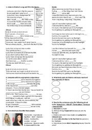 English Worksheet: Songs 