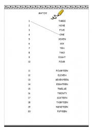 Numbers Match 1-20