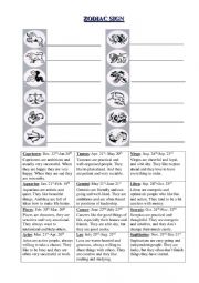 English Worksheet: Zodiac Sign