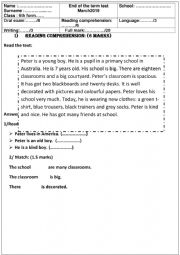 English Worksheet: english exam 2