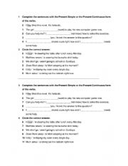 English Worksheet: Present simple vs Present continuous
