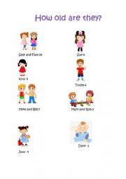 English Worksheet: How old are they? 