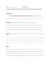 English Worksheet: Paragraph Writing: Wolves 1 of 3