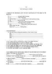 English Worksheet: PAST CONTINUOUS WORKSHEET