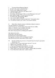 English Worksheet: Reported  Speech