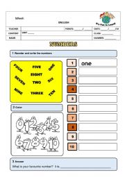 English Worksheet: Numbers ans School supplies