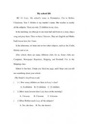 English Worksheet: my school life