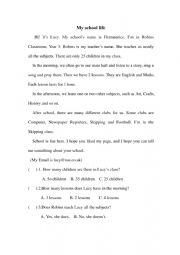 English Worksheet: my school life