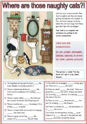 English Worksheet: Prepositions with Cats