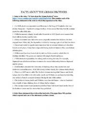 English Worksheet: FACTS ABOUT THE GRIMM BROTHERS