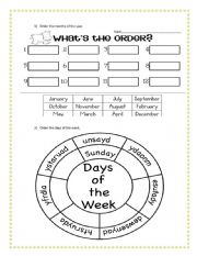 English Worksheet: Days and Months